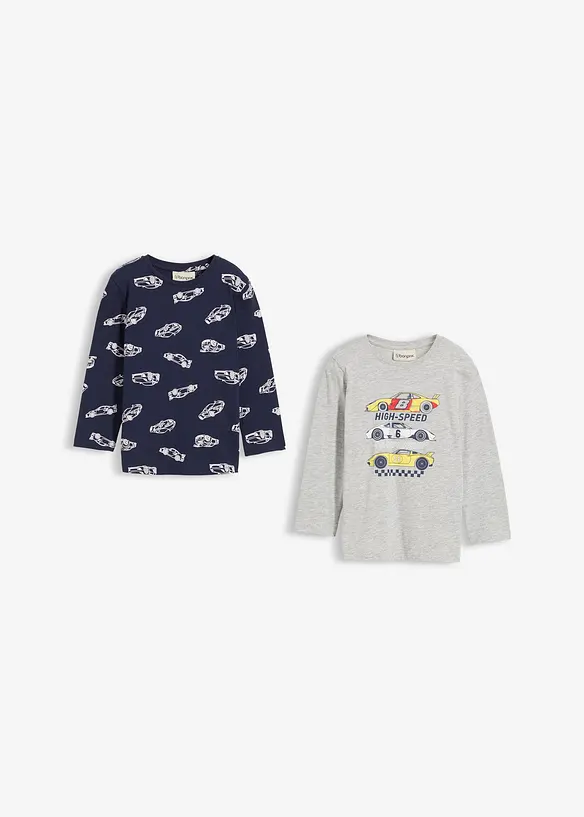 Lot de 2 T-shirts manches longues coton, bonprix