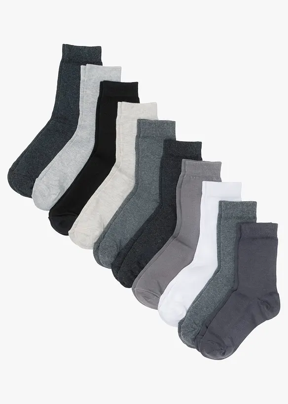 Lot de 10 paires de chaussettes en coton majoritaire, bonprix