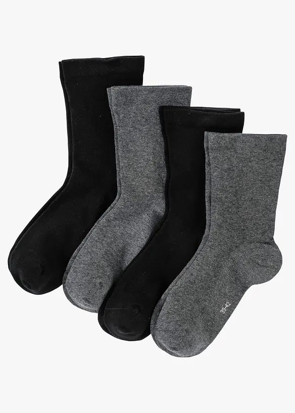 Lot de 4 paires de chaussettes à bord non comprimant, bonprix