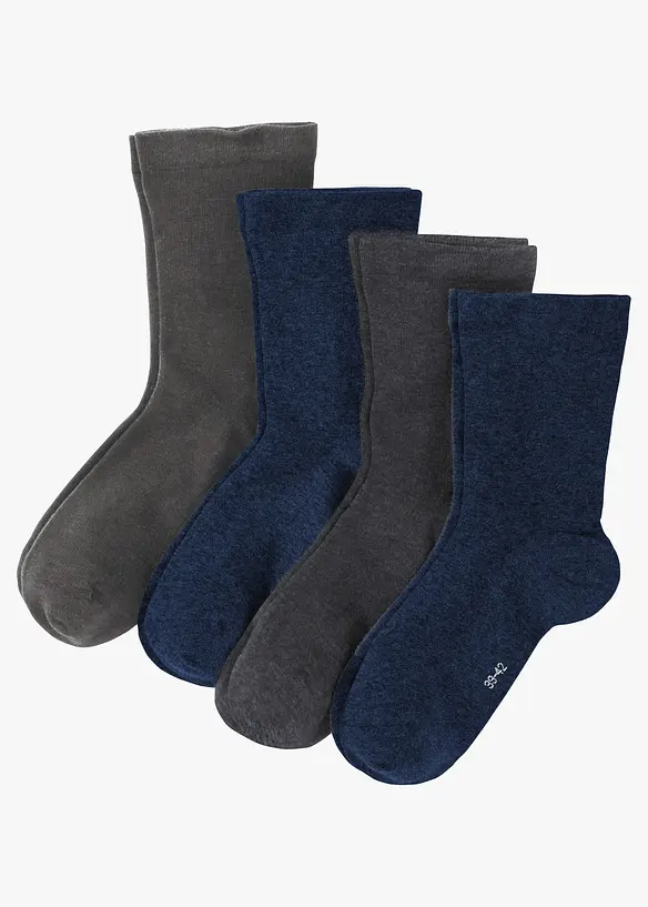 Lot de 4 paires de chaussettes &agrave; bord non comprimant, bonprix