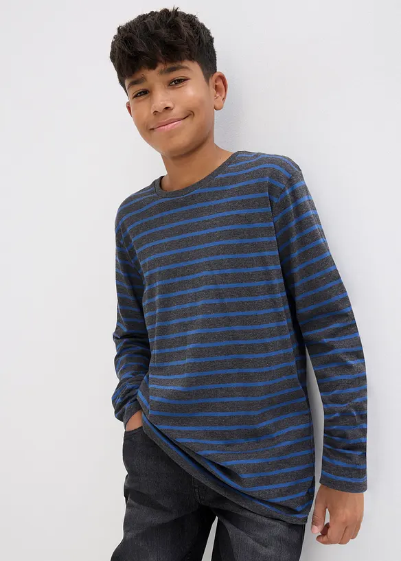 Lot de 2 T-shirts manches longues 100% coton, bonprix