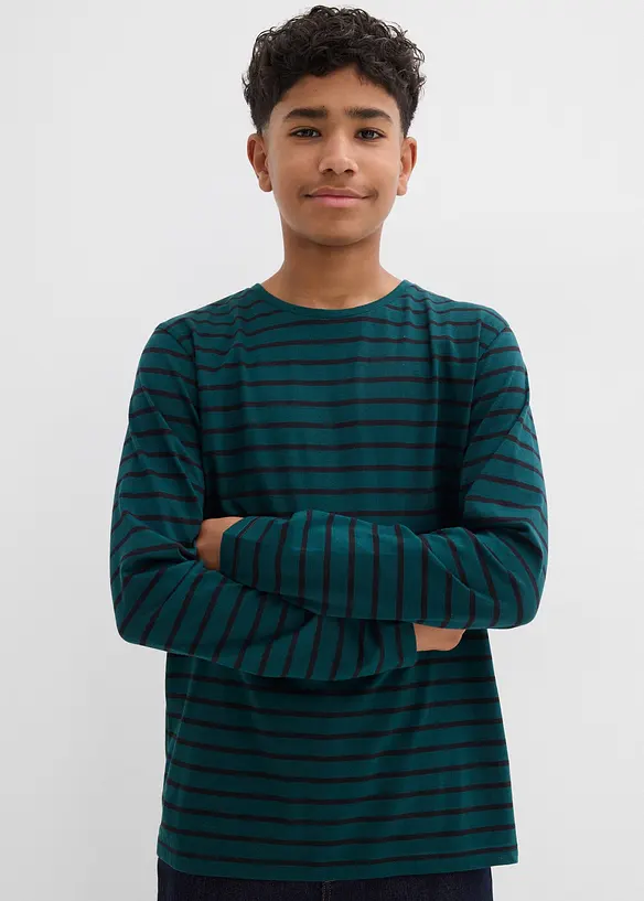 Lot de 2 T-shirts manches longues 100% coton, bonprix