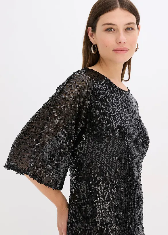 Robe oversize à sequins, bonprix
