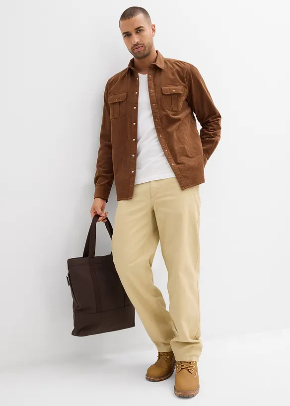 Chemise en velours côtelé de coton extensible, bonprix