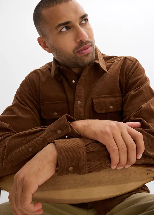 Chemise en velours côtelé de coton extensible, bonprix