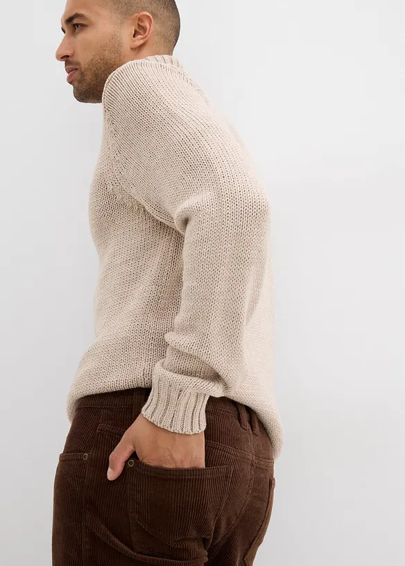 Pantalon droit en velours côtelé extensible aspect délavé, regular, bonprix