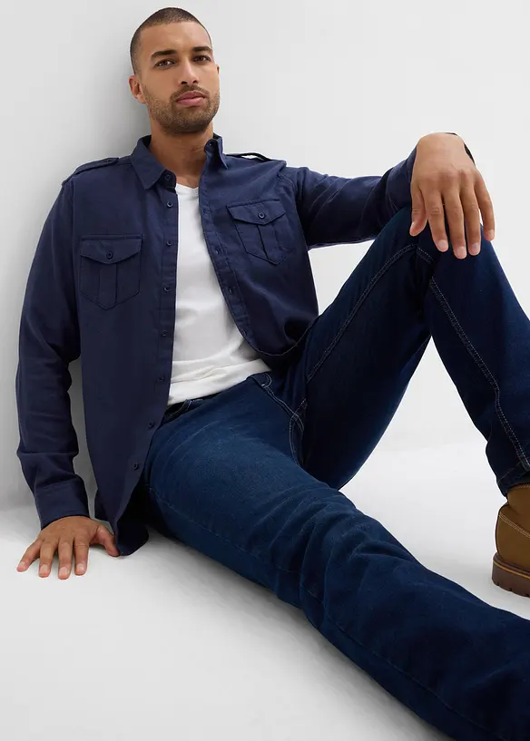 Chemise en flanelle 100% coton avec pattes aux épaules, bonprix