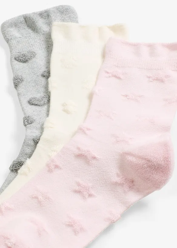 Lot de 3 paires de chaussettes douillettes soft touch, bord non comprimant, bonprix