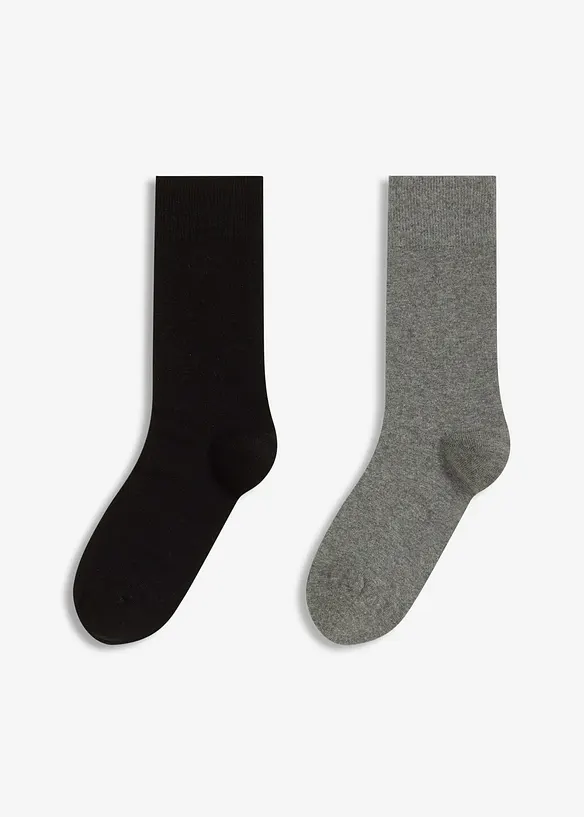 Lot de 2 paires de chaussettes en mélange coton et laine mérinos, bonprix