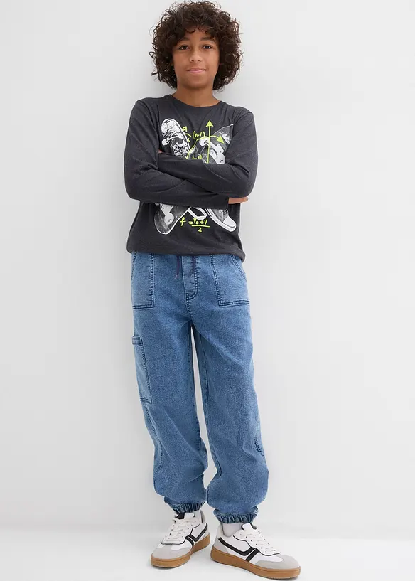 Jean jogger cargo extensible, Loose, bonprix