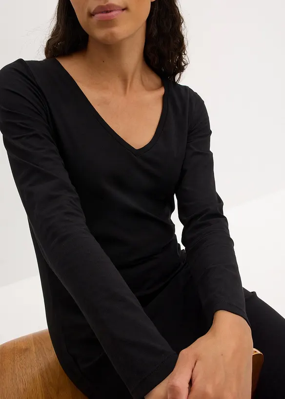 Robes en jersey à col V, bonprix