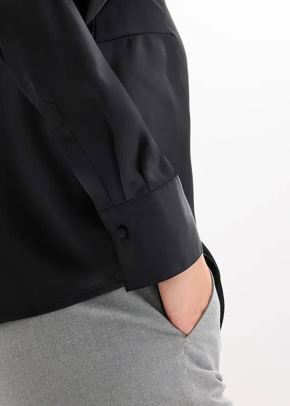 Chemisier en satin avec cravate amovible (2 pces), bonprix