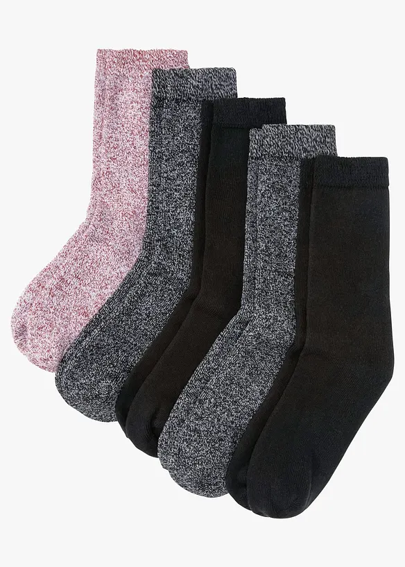 Lot de 5 paires de chaussettes chaudes en éponge, bonprix