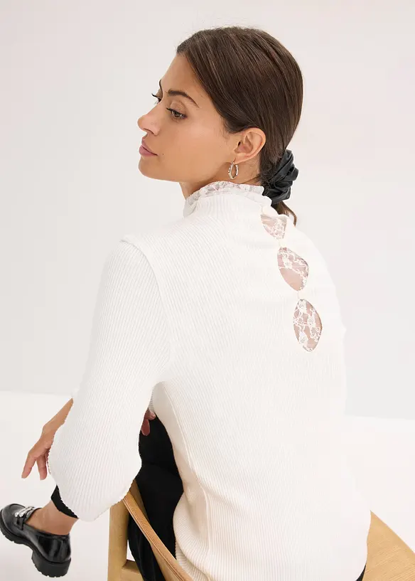 Pull côtelé en viscose mélangée fluide, bonprix