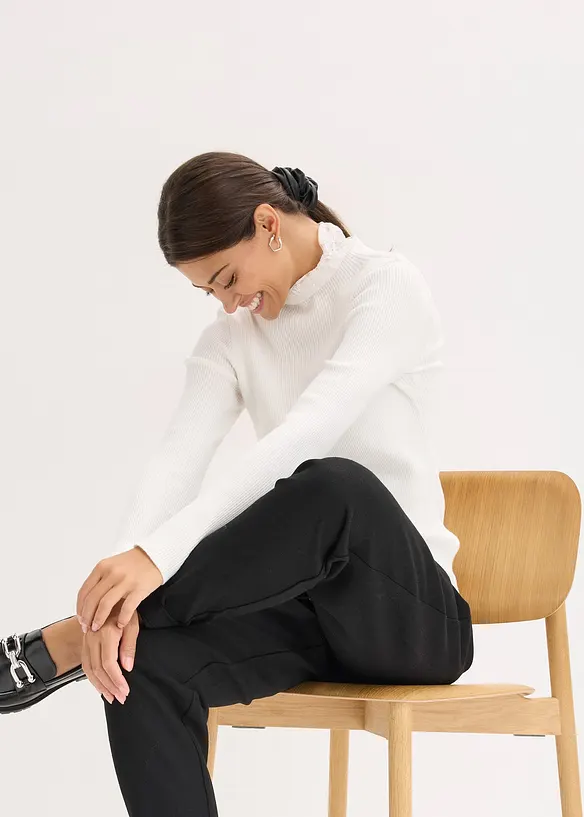 Pull côtelé en viscose mélangée fluide, bonprix