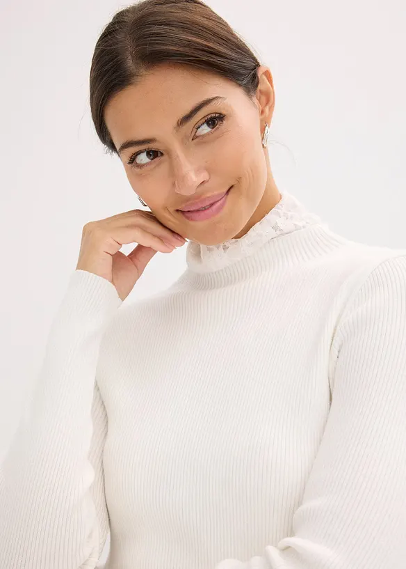 Pull côtelé en viscose mélangée fluide, bonprix