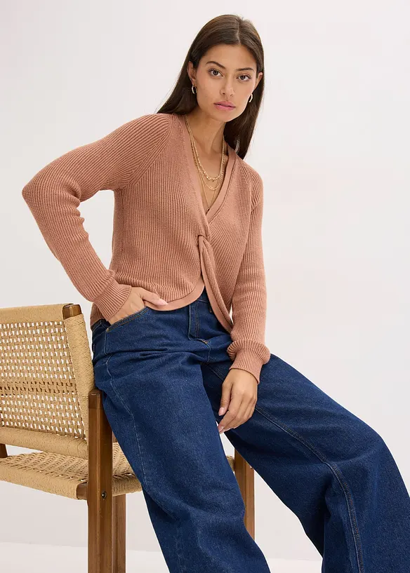 Pull fluide en maille côtelée, viscose majoritaire, bonprix