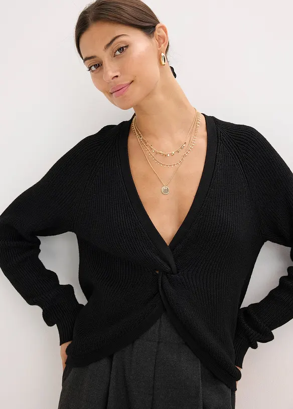 Pull fluide en maille côtelée, viscose majoritaire, bonprix