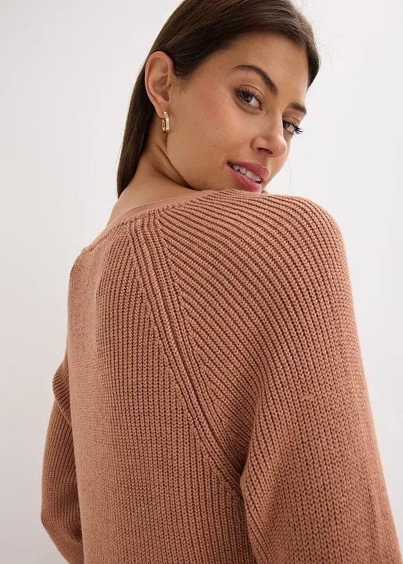 Pull fluide en maille côtelée, viscose majoritaire, bonprix