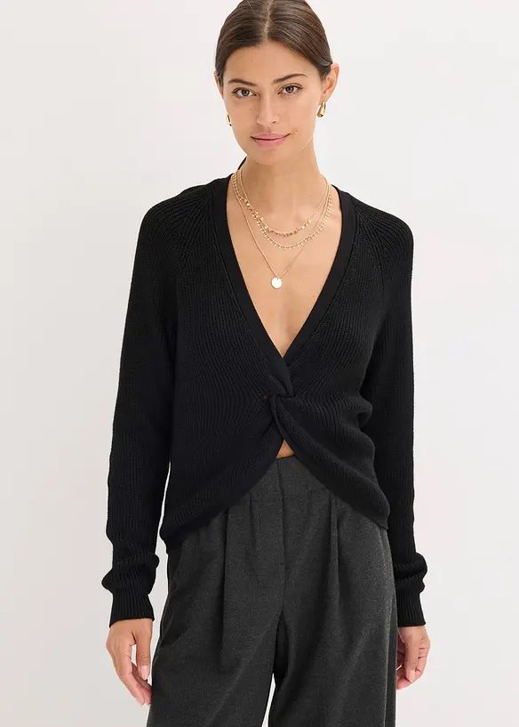 Pull fluide en maille côtelée, viscose majoritaire, bonprix