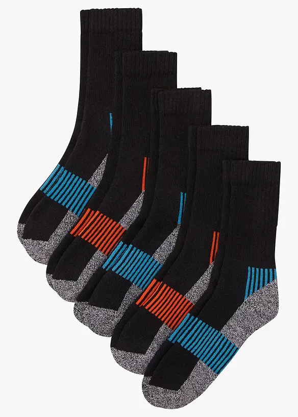 Lot de 5 paires de chaussettes de sport chaudes avec intérieur éponge, bonprix