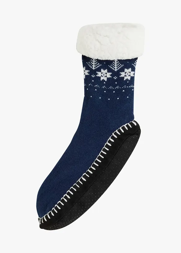 Chaussettes d’intérieur avec semelle antiglisse cousue et doublure moumoute, bonprix