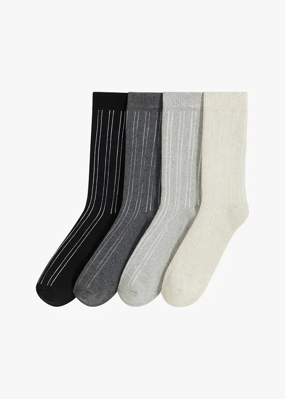 Chaussettes thermiques coton intérieur éponge (lot de 4 paires), bonprix