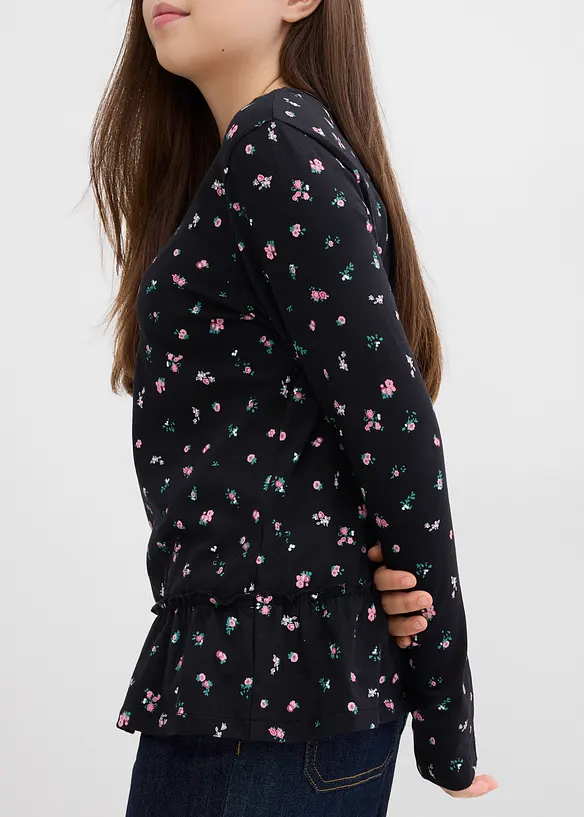 T-shirt manches longues en coton extensible, bonprix