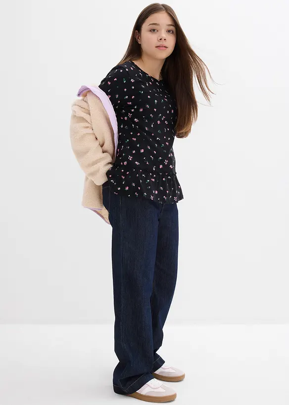 T-shirt manches longues en coton extensible, bonprix