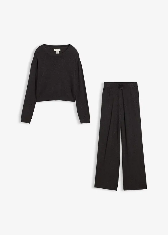 Pull et pantalon en fine maille (ens. 2 pces), viscose majoritaire, bonprix