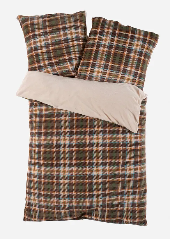 Parure de lit réversible toucher cachemire, motif carreaux, bonprix