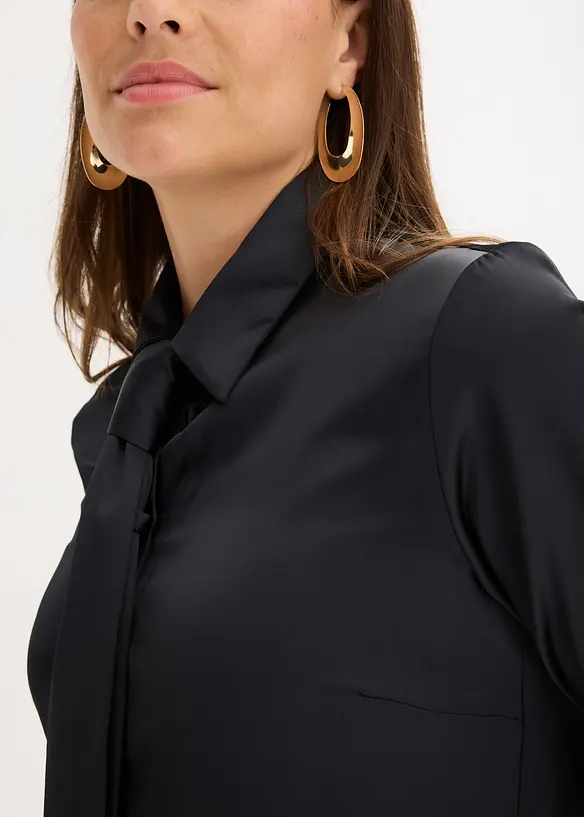 Chemisier en satin avec cravate amovible (2 pces), bonprix