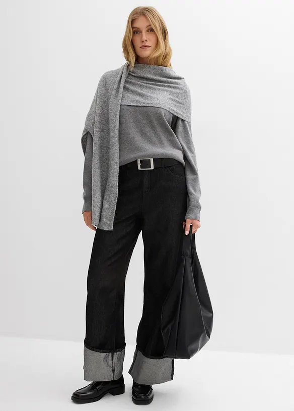 Pull col roul&eacute; 100% coton, bonprix