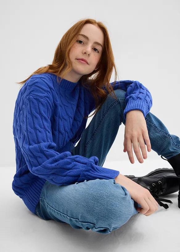 Pull en maille torsadée, bonprix