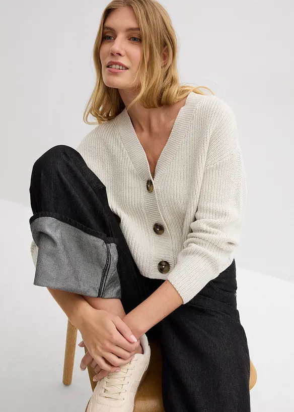 Gilet en grosse maille 100% coton, bonprix