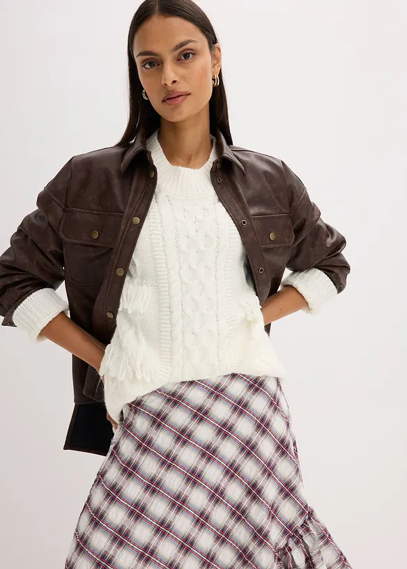 Pull oversize à franges, bonprix