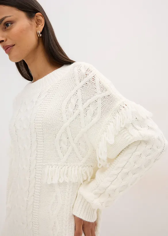 Pull oversize à franges, bonprix