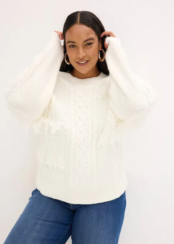 Pull oversize &agrave; franges, bonprix