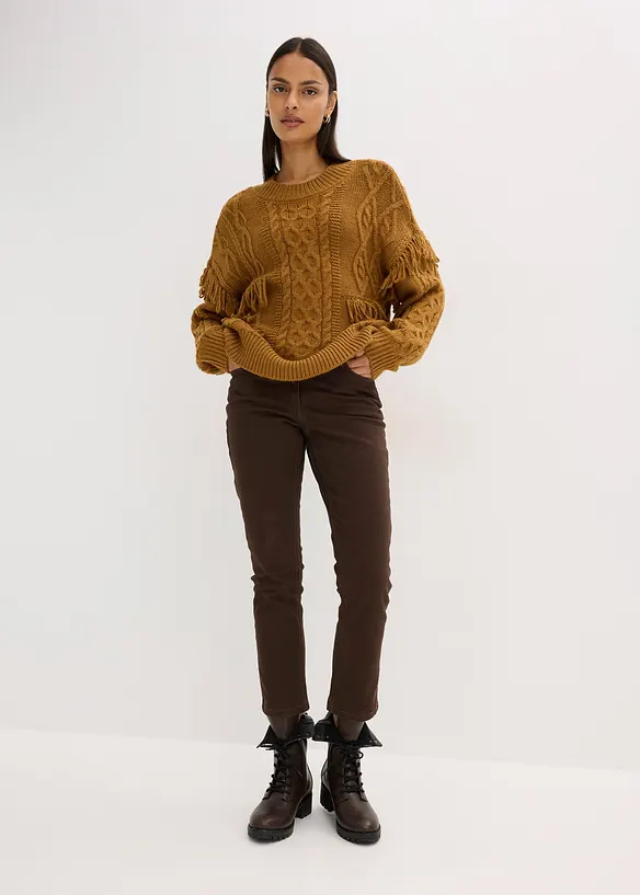 Pull oversize à franges, bonprix