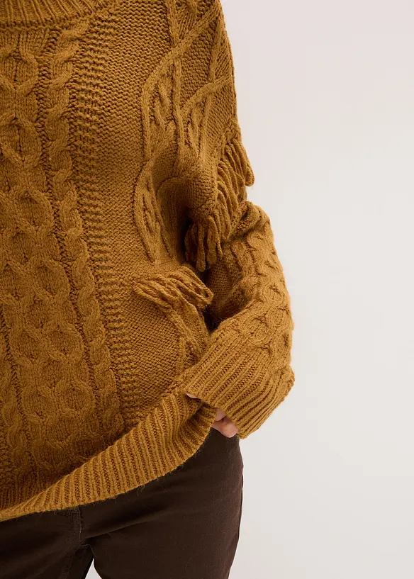 Pull oversize à franges, bonprix