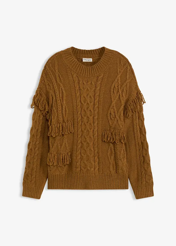 Pull oversize à franges, bonprix