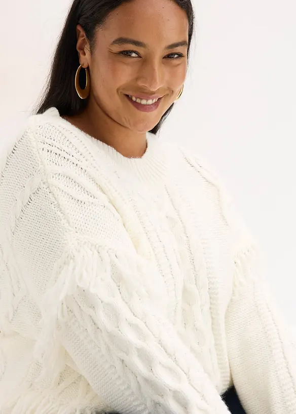 Pull oversize &agrave; franges, bonprix