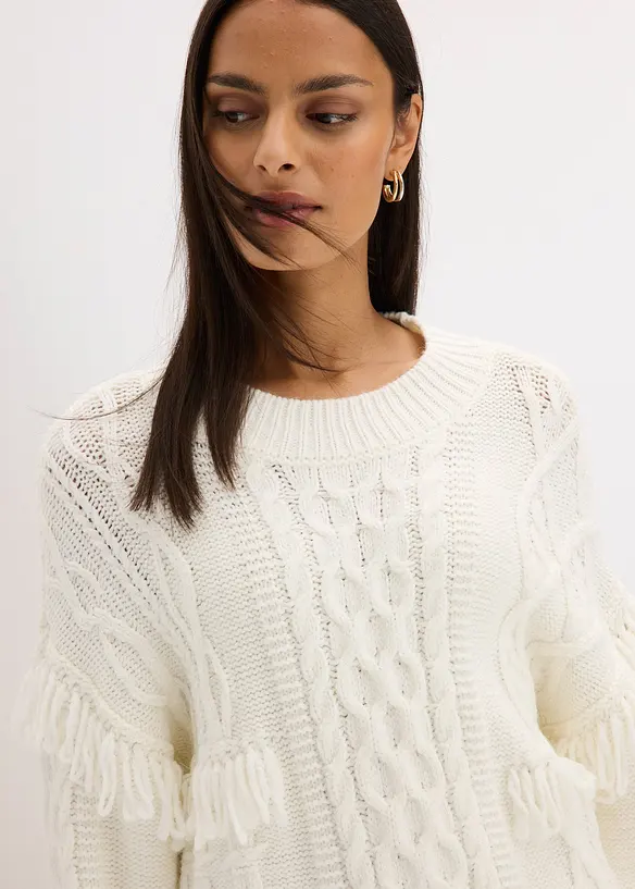 Pull oversize à franges, bonprix
