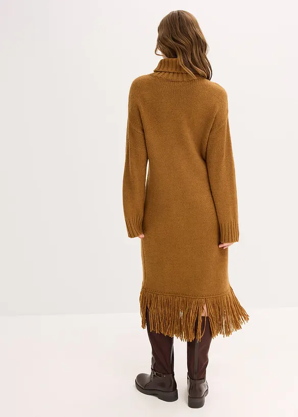 Robe en maille avec franges à la base, bonprix