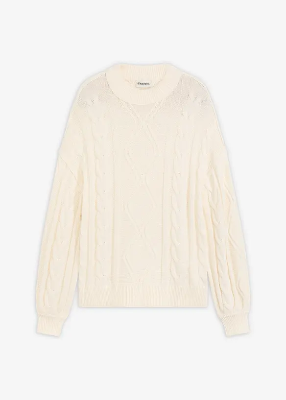 Pull oversize à motif torsadé, bonprix