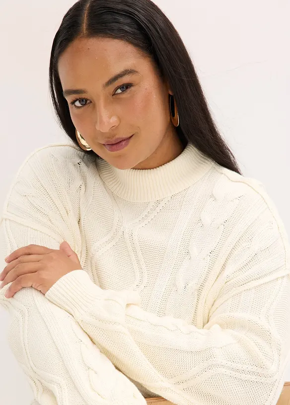 Pull oversize &agrave; motif torsad&eacute;, bonprix