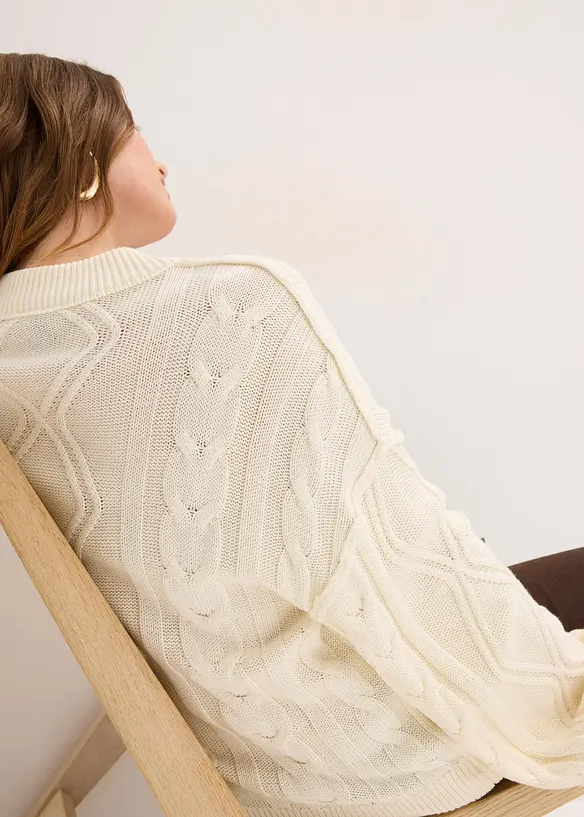 Pull oversize à motif torsadé, bonprix