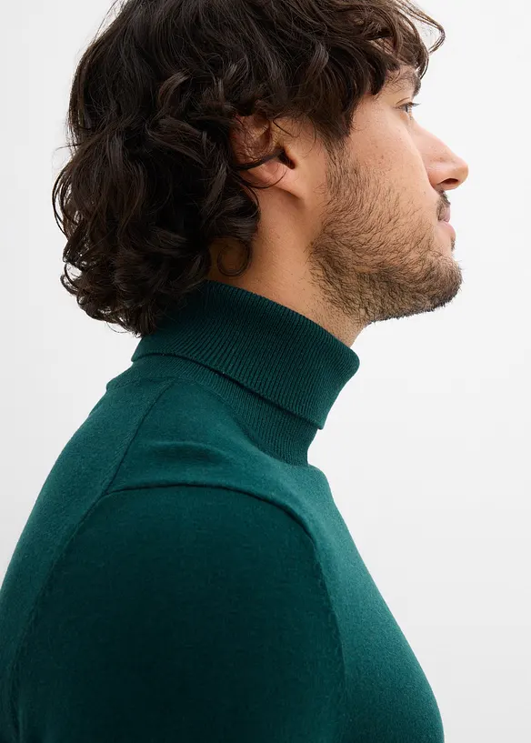 Pull slim à col roulé en fine maille avec laine mérinos, bonprix