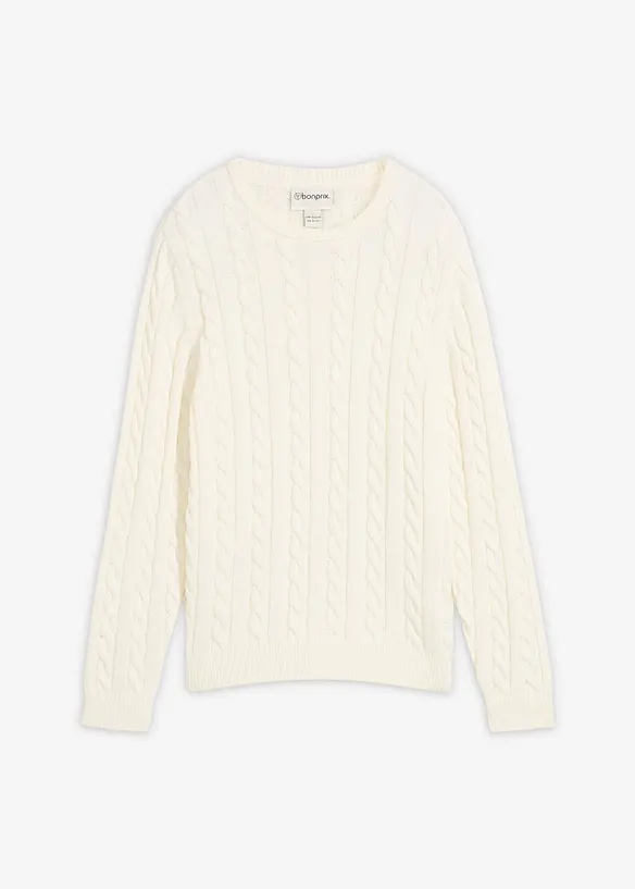 Pull en maille torsadée 100% coton, bonprix
