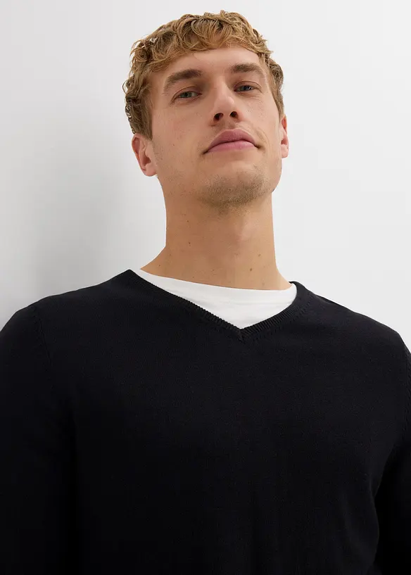 Pull en fine maille avec laine mérinos, bonprix